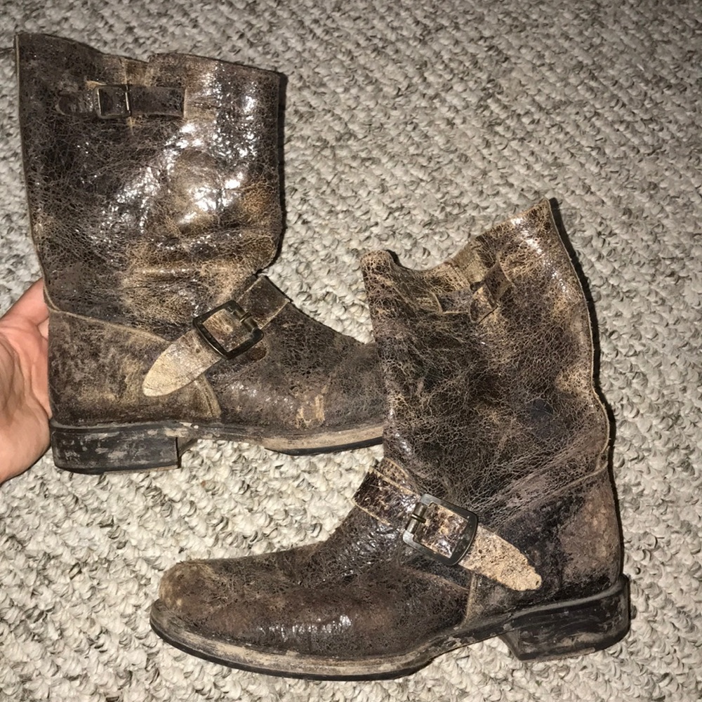 RARE Veronica Brown Crackled Short Slouch Boots